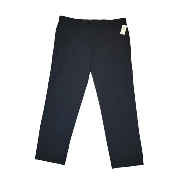 VAN HEUSEN Premium Non Iron Straight Fit black Pants Flex Waist size 44x34 NWT - Picture 1 of 7